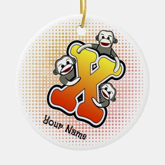 Adorno De Cerámica Monograma X Mono de acoplamiento (Frente)