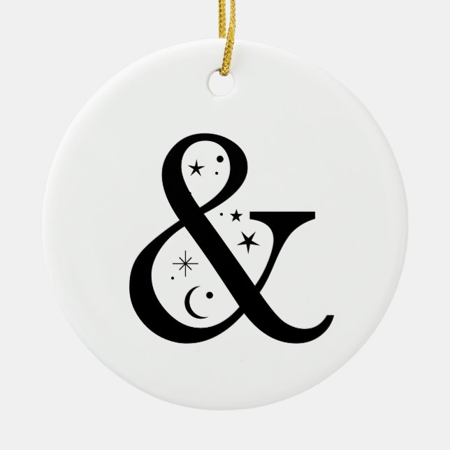 Adorno De Cerámica Monograma y Ampersand Celestial (Frente)