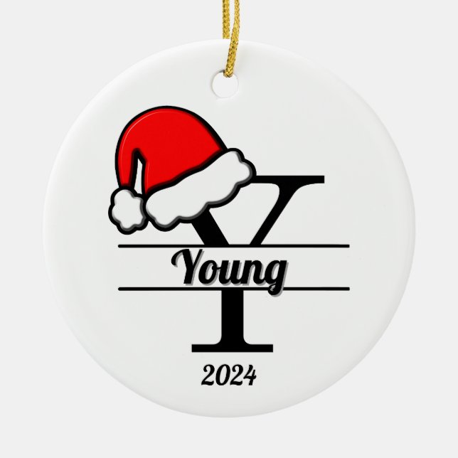 Adorno De Cerámica Monograma Y familiar | ambas caras (Frente)