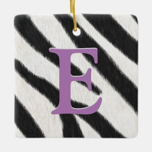 Adorno De Cerámica Monograma y mensajes personalizados de Cebra Fur (Anverso)