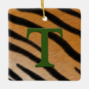Adorno De Cerámica Monograma y mensajes personalizados de Tiger Fur