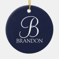 Monograma y nombre del guión personalizado azul de