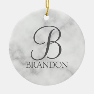 Adorno De Cerámica Monograma y nombre del guión personalizado de márm