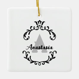 Adorno De Cerámica Monograma y nombre floral de bonito