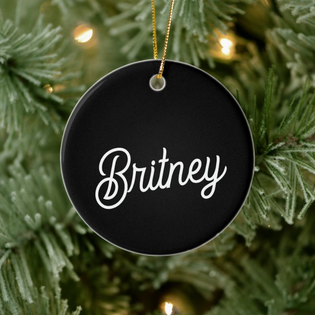 Adorno De Cerámica Monograma y nombre personalizados de blanco negro  (Árbol)