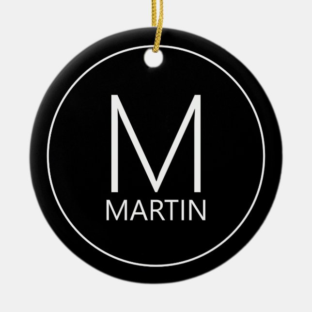 Adorno De Cerámica Monograma y nombre personalizados modernos (Frente)