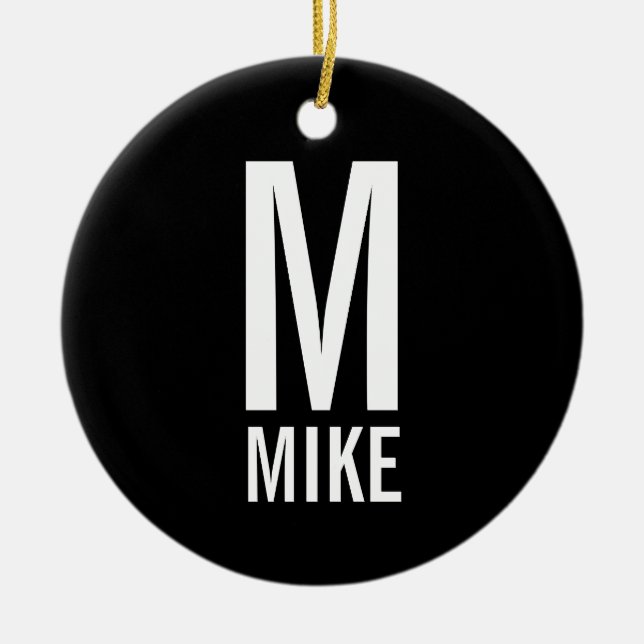 Adorno De Cerámica Monograma y nombre personalizados negrita moderno (Frente)