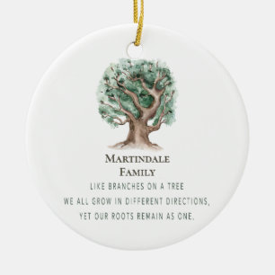 Adorno De Cerámica Monogramada Reunión de árbol familiar moderno