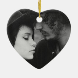 Adorno De Cerámica Monogramado de corazón blanco y negro personalizad