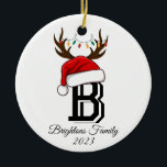 Adorno De Cerámica Monogramed Family Name Santa Claus Navidades<br><div class="desc">Monogramed Family Name Santa Claus Navidades</div>