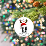Adorno De Cerámica Monogramed Family Name Santa Claus Navidades<br><div class="desc">Monogramed Family Name Santa Claus Navidades</div>