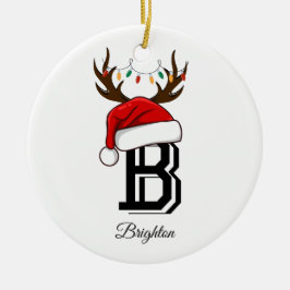 Adorno De Cerámica Monogramed Family Name Santa Claus Navidades