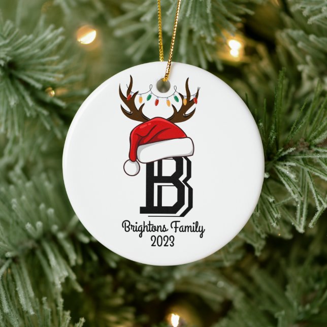 Adorno De Cerámica Monogramed Family Name Santa Claus Navidades (Árbol)