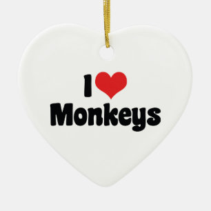 Adorno De Cerámica Monos Corazón Me Encantan