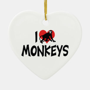 Adorno De Cerámica Monos Corazón Me Encantan
