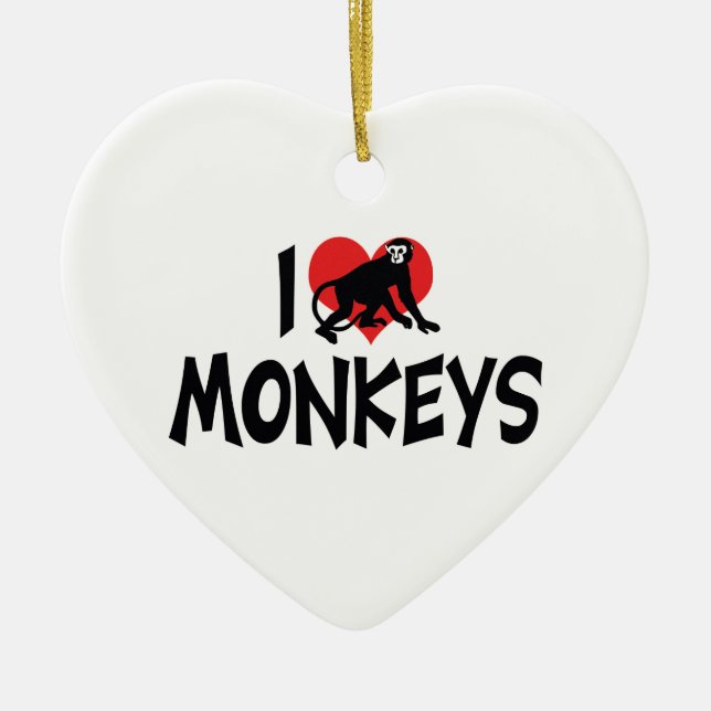 Adorno De Cerámica Monos Corazón Me Encantan (Frente)