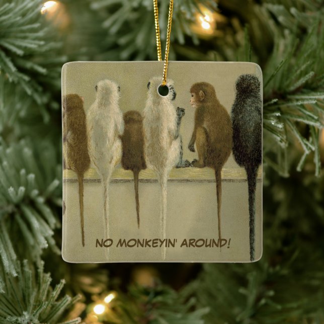 Adorno De Cerámica Monos Cumpleaños Comercial Del Grupo Personalizado (Árbol)