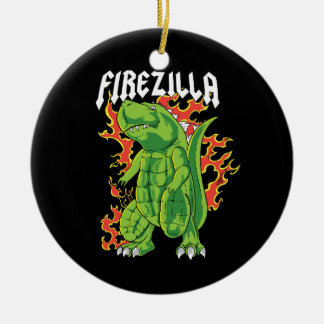Adorno De Cerámica Monstruo De Fuego Y Verde De Firezilla