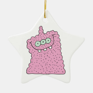 Adorno De Cerámica monstruo de tres ojos rosa divertido