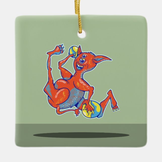 Adorno De Cerámica Monstruo del Béisbol (Anverso)