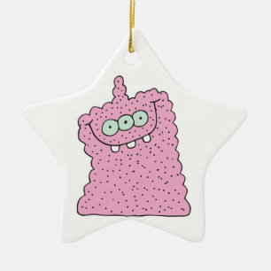 Adorno De Cerámica monstruo divertido rosa de tres ojos
