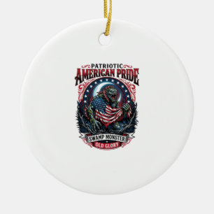 Adorno De Cerámica Monstruo Patriótico del Pantano Horror Old Glory M