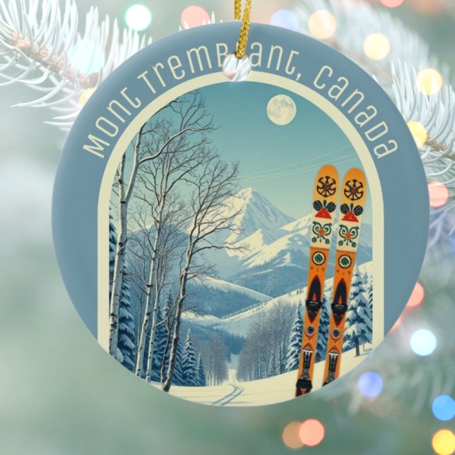 Adorno De Cerámica Mont Tremblant Quebec Canada ski souvenir  (Subido por el creador)