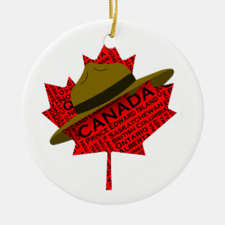 Adorno De Cerámica Montaña canadiense sobre hoja de arce roja