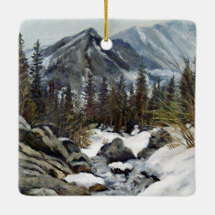 Adorno De Cerámica Montaña de Colorado con nieve en invierno