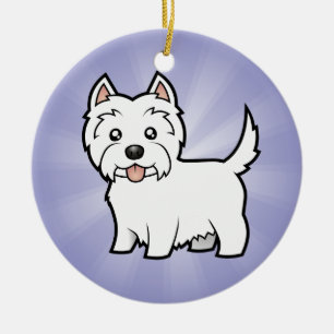 Adorno De Cerámica Montaña del oeste Terrier blanco del dibujo