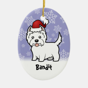 Adorno De Cerámica Montaña del oeste Terrier blanco del navidad