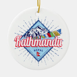 Adorno De Cerámica Montañas de Katmandú: recuerdo de las banderas ret