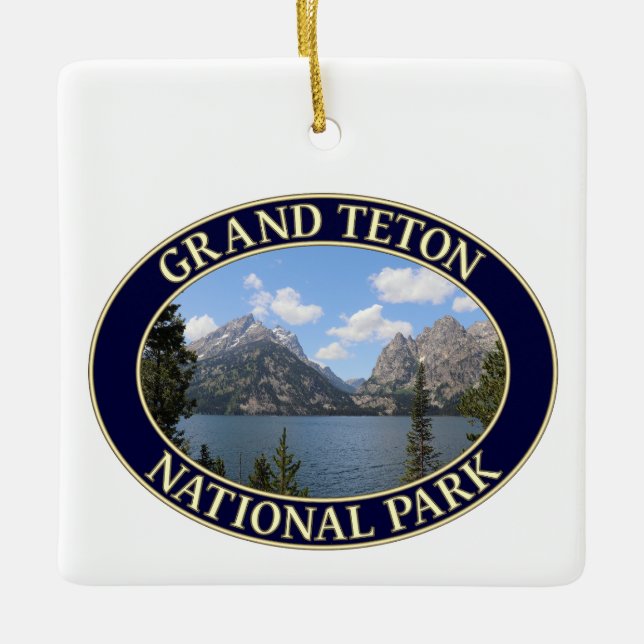 Adorno De Cerámica Montañas Grand Teton y Lago Jenny, Wyoming (Anverso)