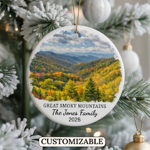 Adorno De Cerámica Montañas Great Smoky personalizadas, Carolina del
