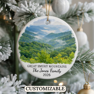 Adorno De Cerámica Montañas Great Smoky personalizadas, Carolina del