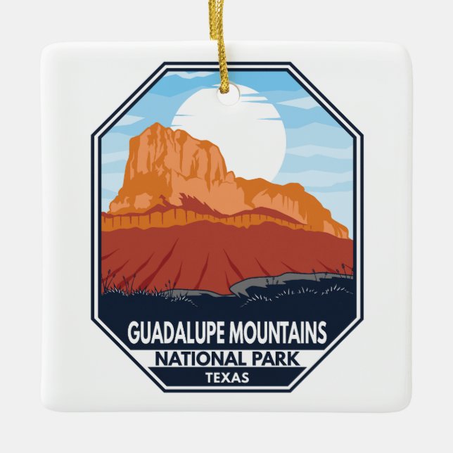 Adorno De Cerámica Montañas Guadalupe Parque Nacional El Capitan Retr (Anverso)
