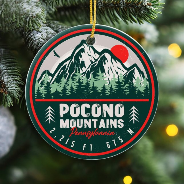 Adorno De Cerámica Montañas Pocono PA Retro Sunset Souvenirs (Subido por el creador)