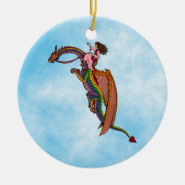 Adorno De Cerámica Montando el dragón arcoiris