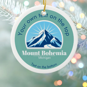 Adorno De Cerámica Monte Bohemia Michigan Navidad Montaña Azul