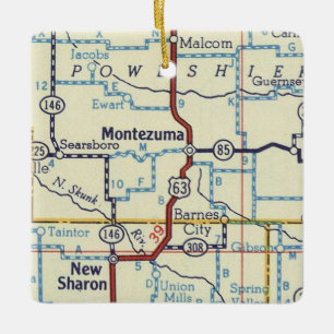 Adorno De Cerámica Montezuma IA Vintage Map