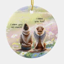 Adorno De Cerámica Monumento a la mujer y el perro