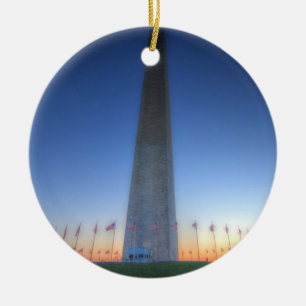 Adorno De Cerámica Monumento a Washington con el atardecer Naranja