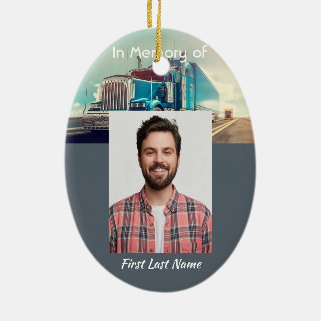 Adorno De Cerámica Monumento cristiano Keepsake Semi Truck Trailer (Atrás)