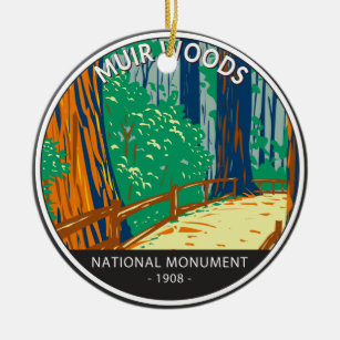 Adorno De Cerámica Monumento nacional Muir Woods California Vintage
