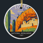 Adorno De Cerámica Monumento Nacional Tonto Arizona Vintage<br><div class="desc">Diseño de arte vectorial del Monumento Nacional Tonto. El parque es un Monumento Nacional en las Montañas de la Superstición,  en el condado de Gila,  en el centro de Arizona.</div>
