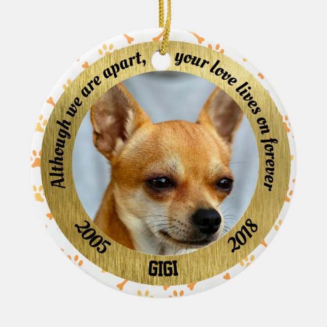 Adorno De Cerámica Monumento personalizado del perro aunque estemos (Frente)