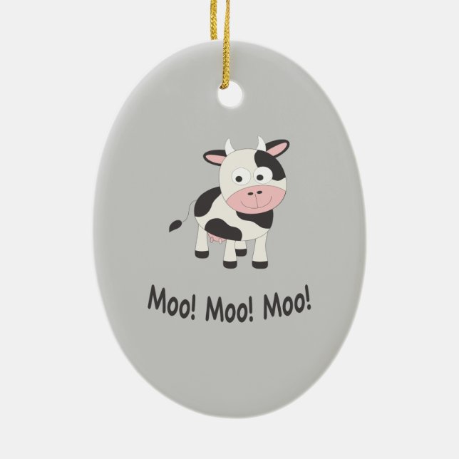 Adorno De Cerámica Moo Moo Moo Cute Personalizado vaca (Atrás)