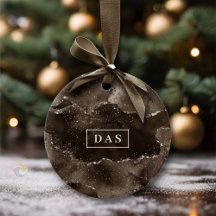 Moody Agate | Monograma de bronce dorado de Coffee