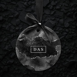 Adorno De Cerámica Moody Agate | Monograma de glam de Gótico negro pl