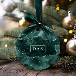 Adorno De Cerámica Moody Agate | Monograma rico malaquita verde Verde